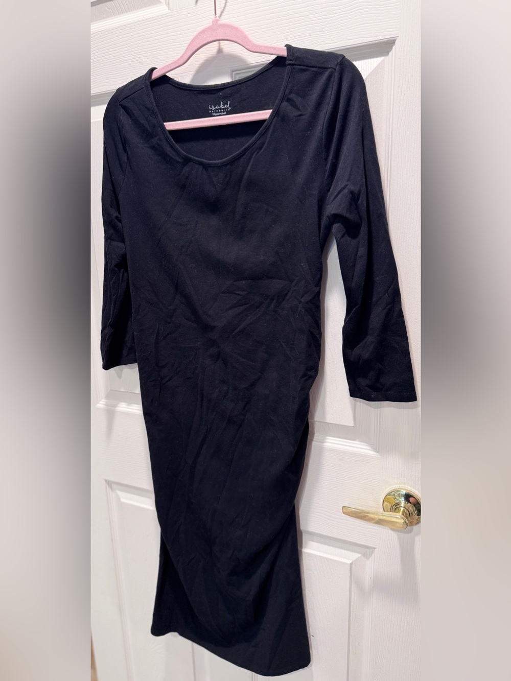 Isabel Maternity by Ingrid & Isabel Black Ruched Maternity Dress | Size Medium - Picture 3 of 5